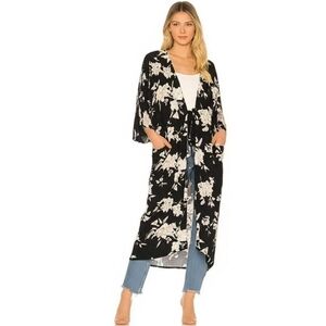 Spiritual Gangster Maya Kimono Robe Swin Cover-up One Size Black and White